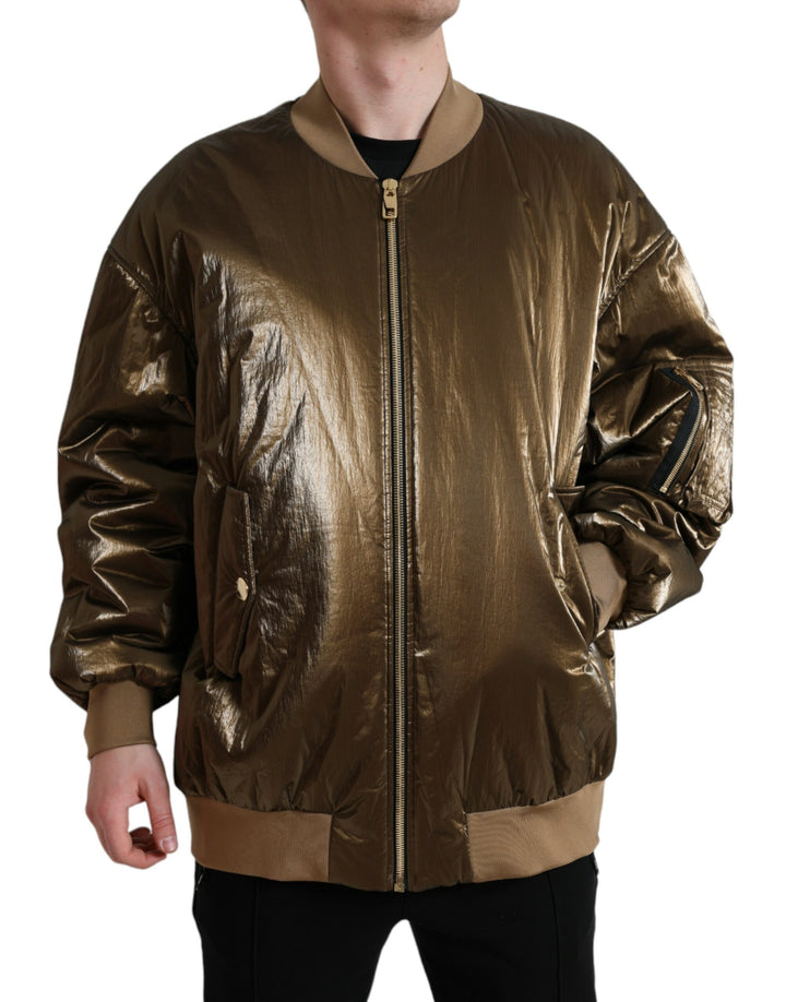 Bronze Nylon Full Zip Männer Bomberjacke