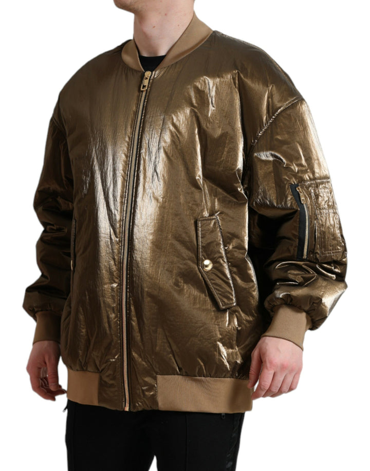 Bronze Nylon Full Zip Männer Bomberjacke