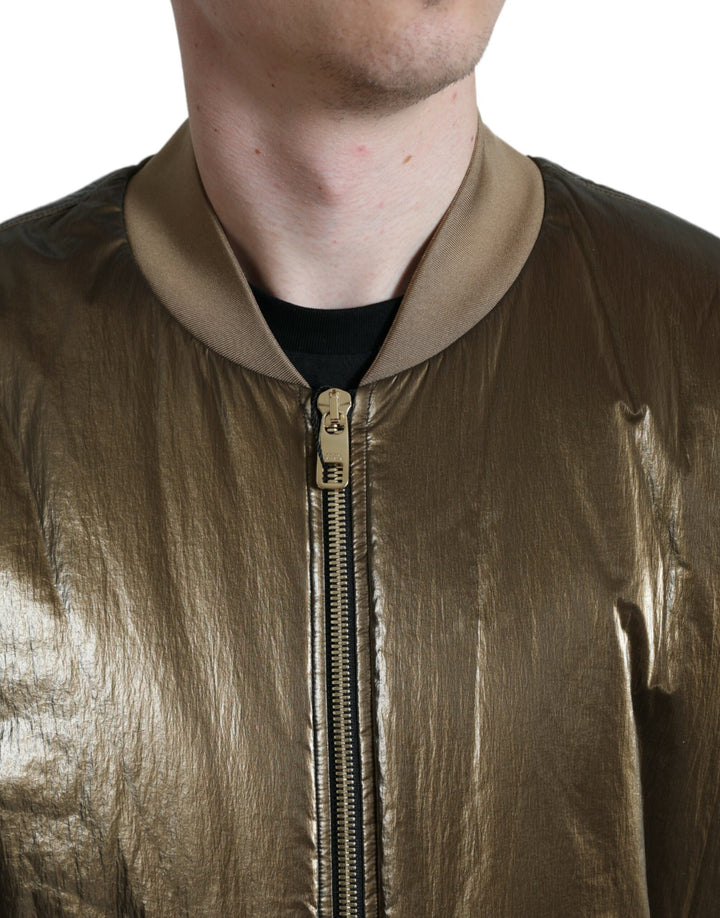 Bronze Nylon Full Zip Männer Bomberjacke