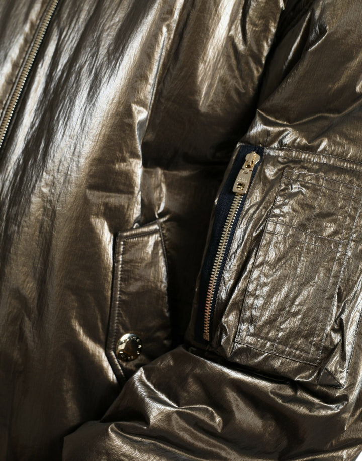 Bronze Nylon Full Zip Männer Bomberjacke