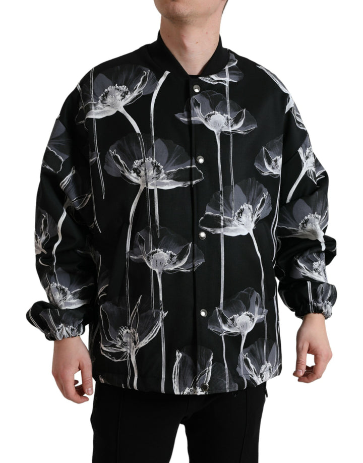 Elegant bomber jacket with floral print