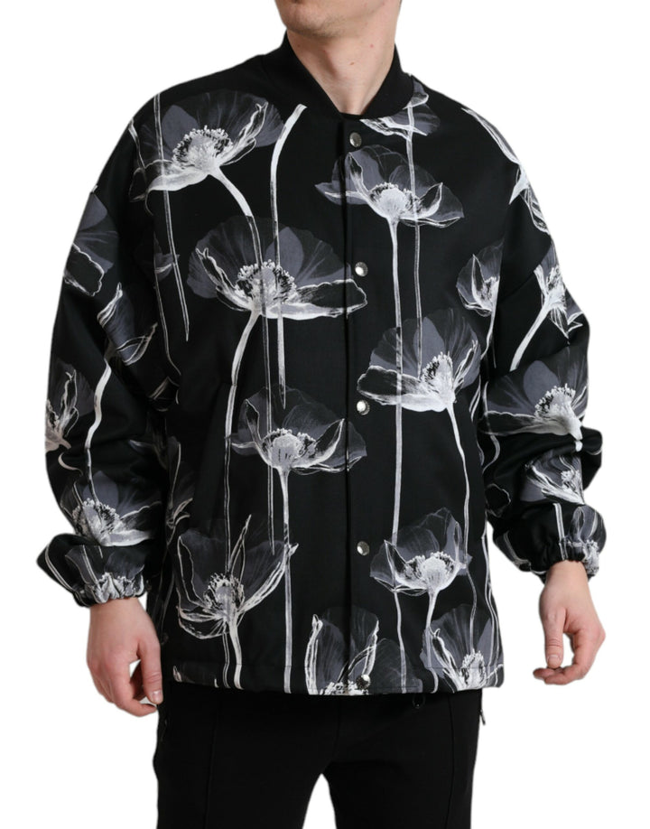 Elegant bomber jacket with floral print