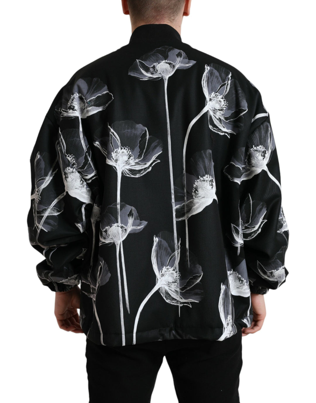Elegant bomber jacket with floral print