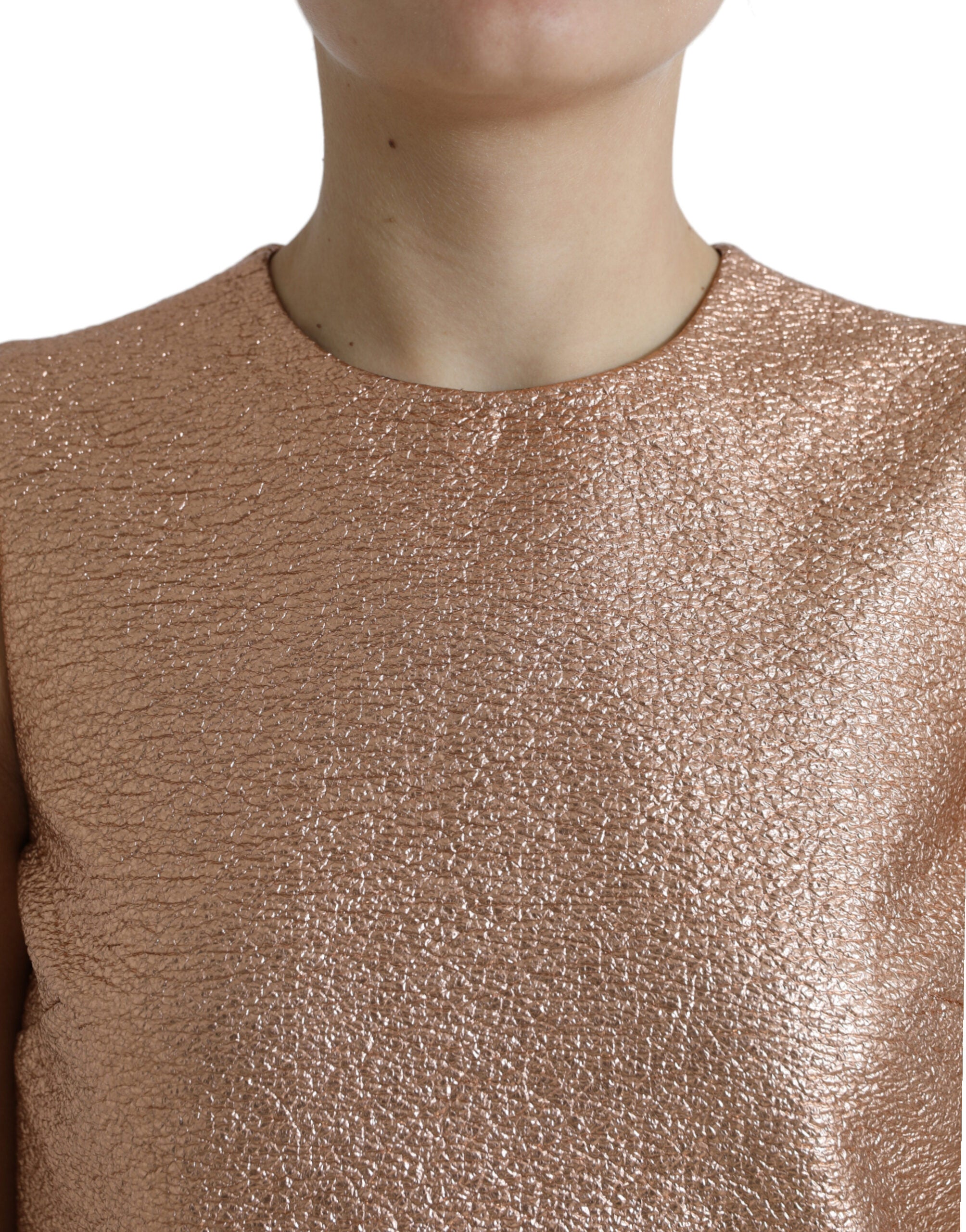 Elegant pink metallic shift mini dress