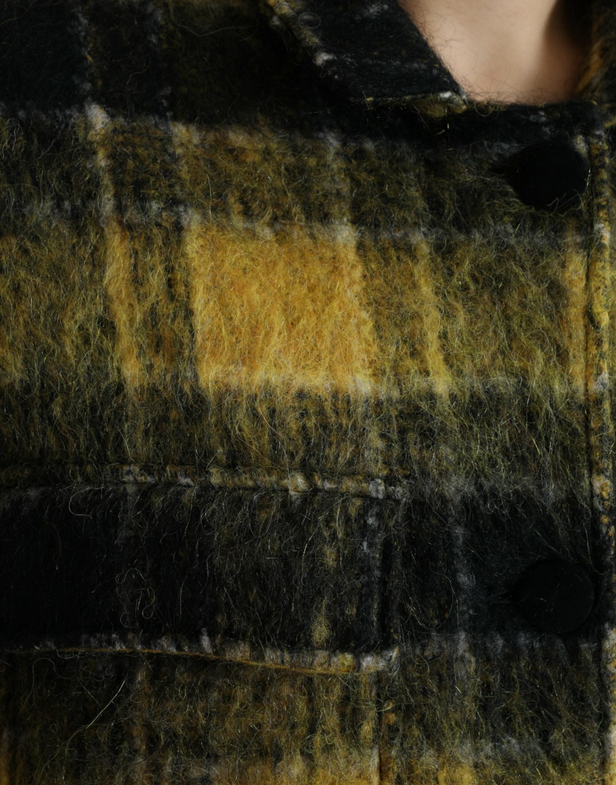 Chic checked long coat in sunshine yellow