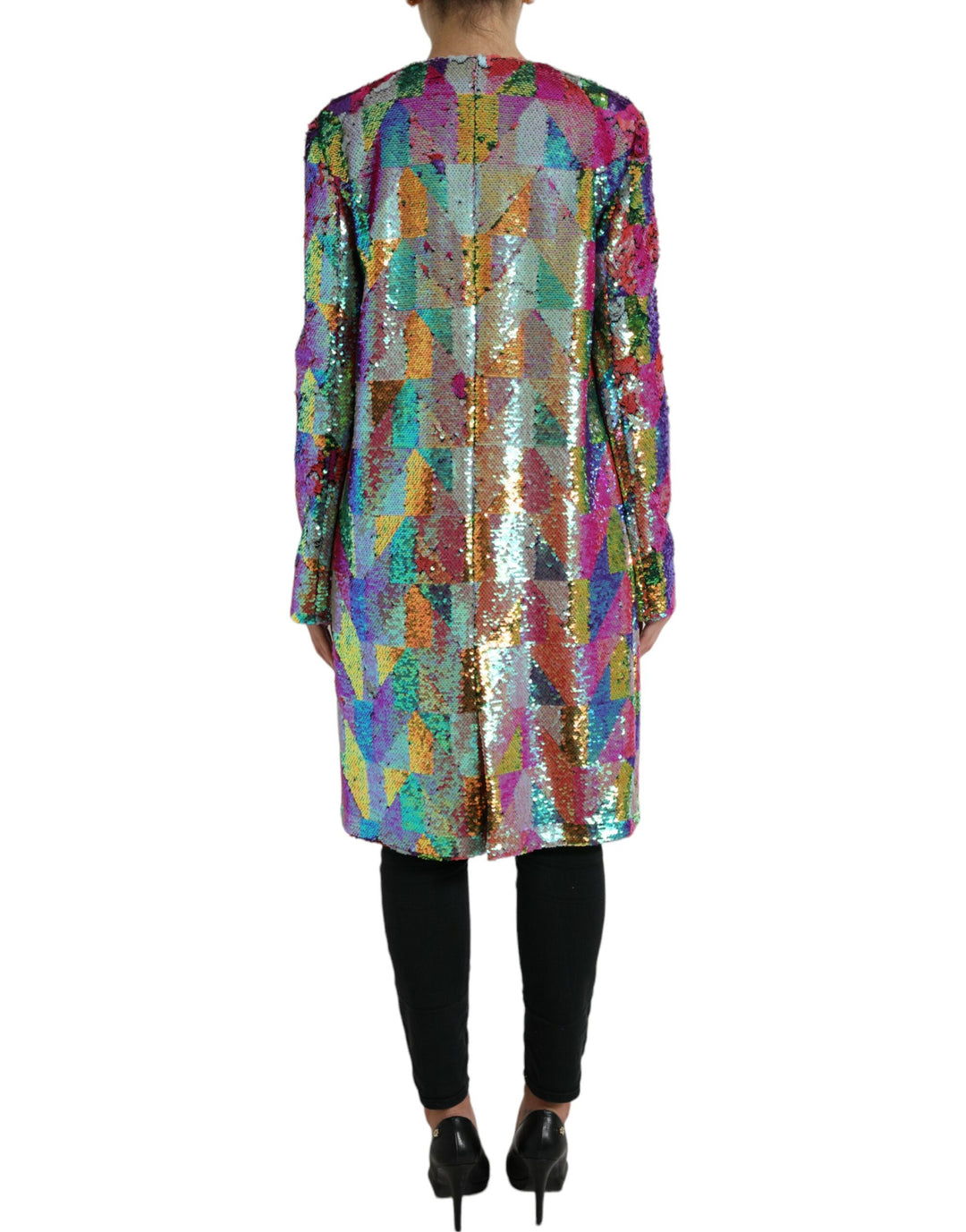 Multicolored long jacket with sequins