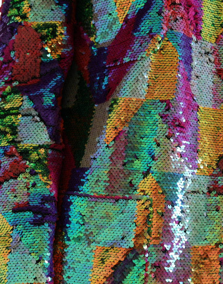 Multicolored long jacket with sequins