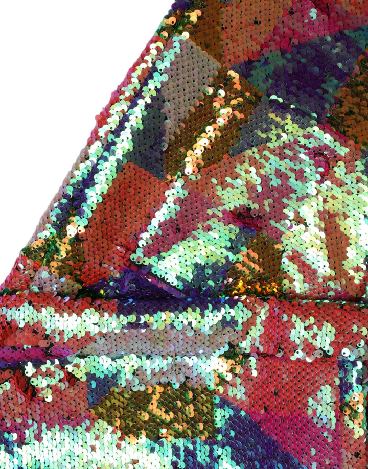 Multicolored long jacket with sequins