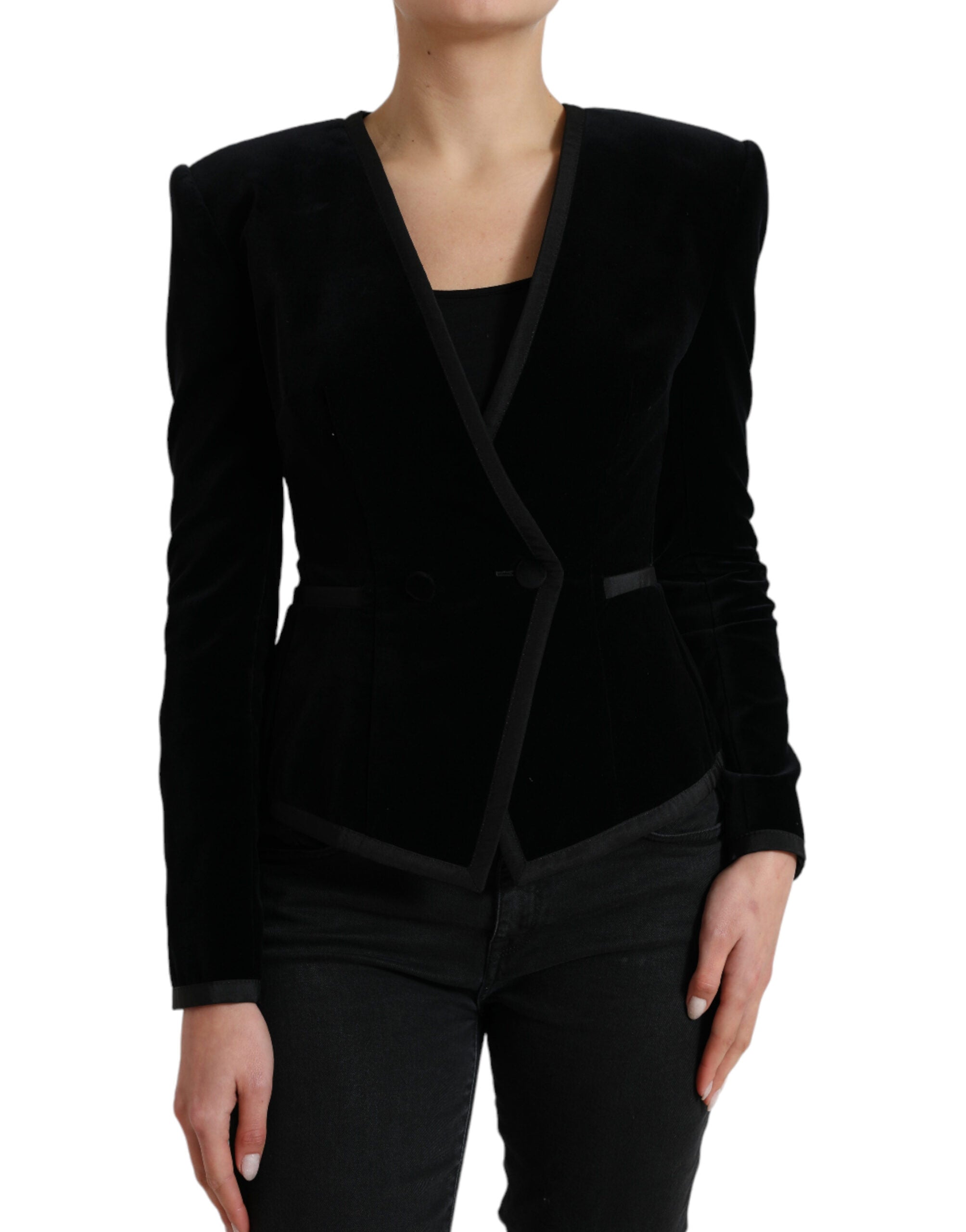 Elegant double-breasted blazer made of cotton and silk