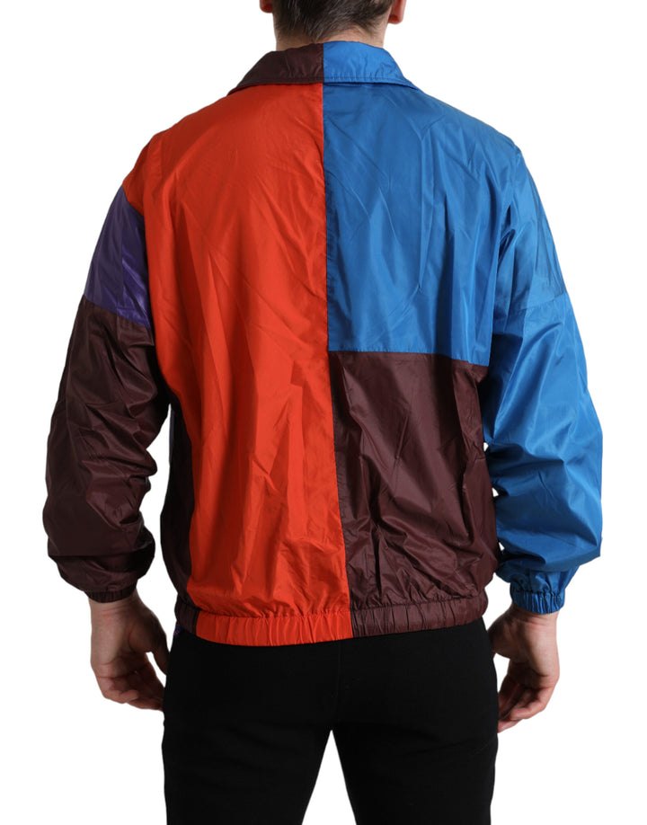Multicolored windbreaker jacket made of techno fabric