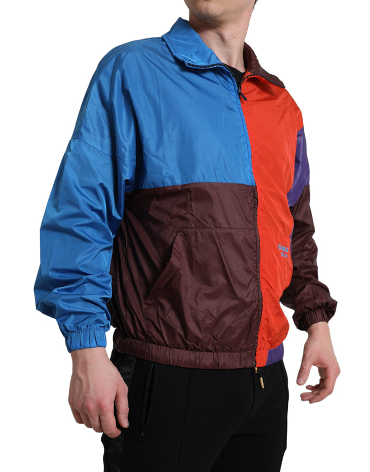 Multicolored windbreaker jacket made of techno fabric