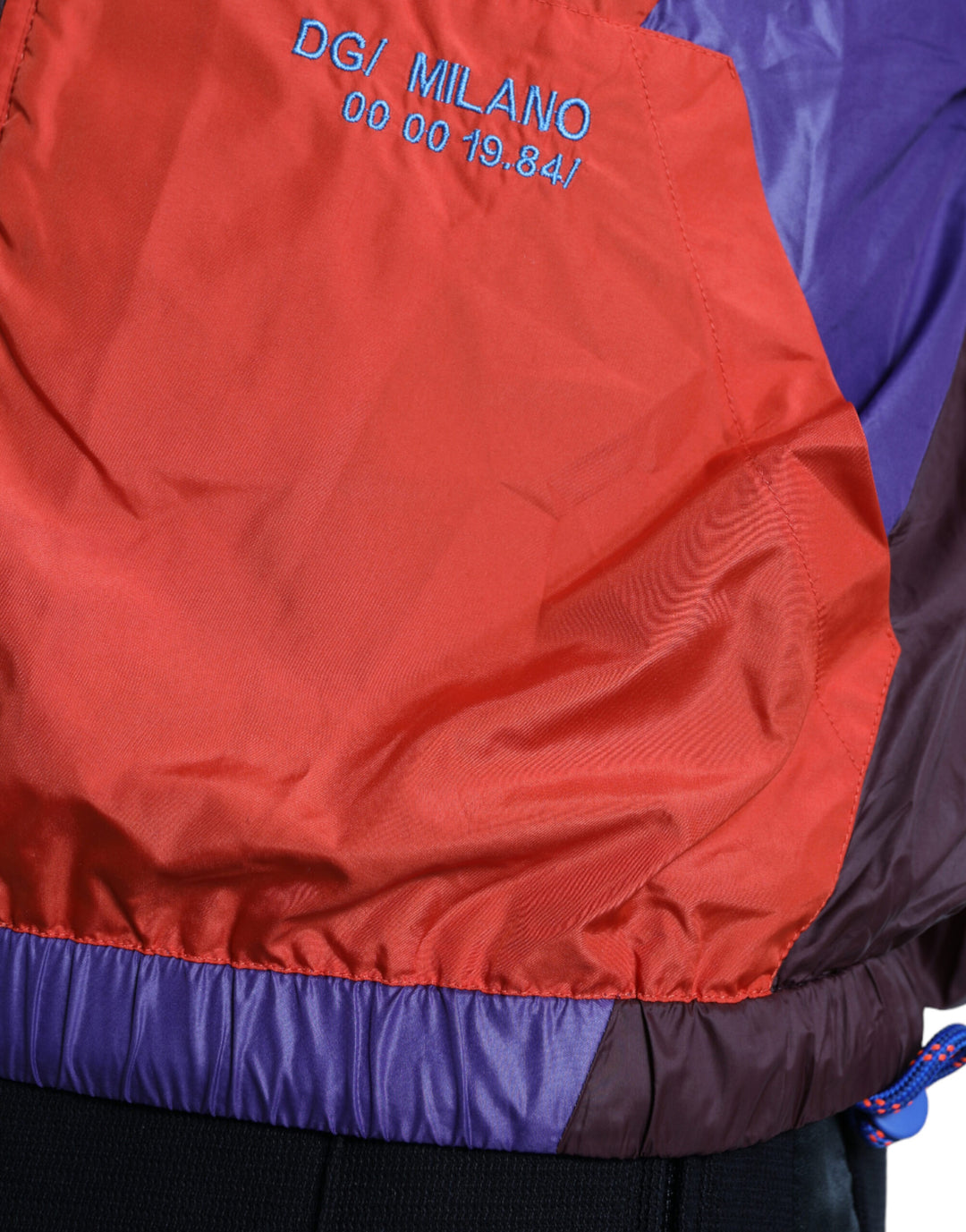 Multicolored windbreaker jacket made of techno fabric
