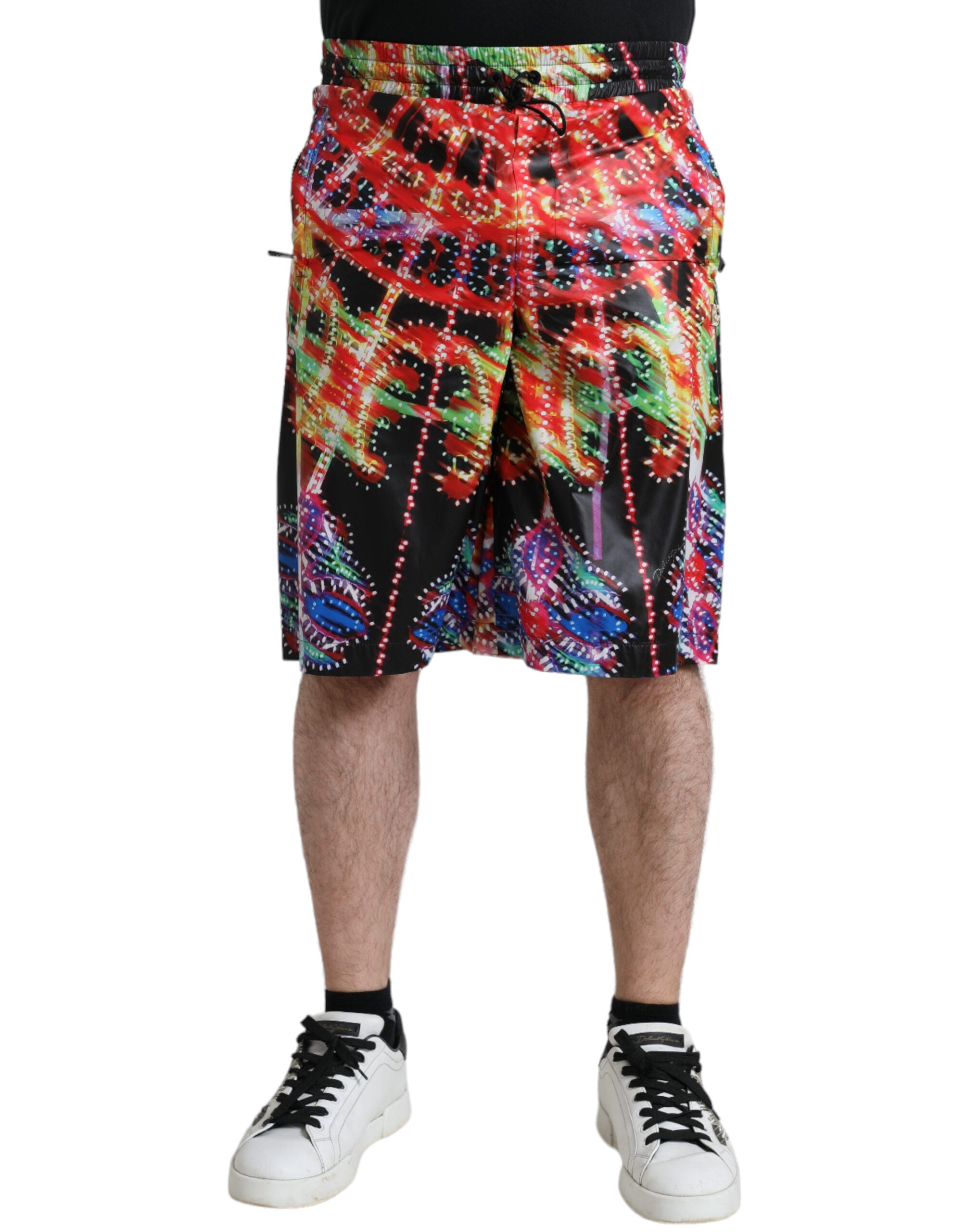Elegant Bermuda shorts with luminous print