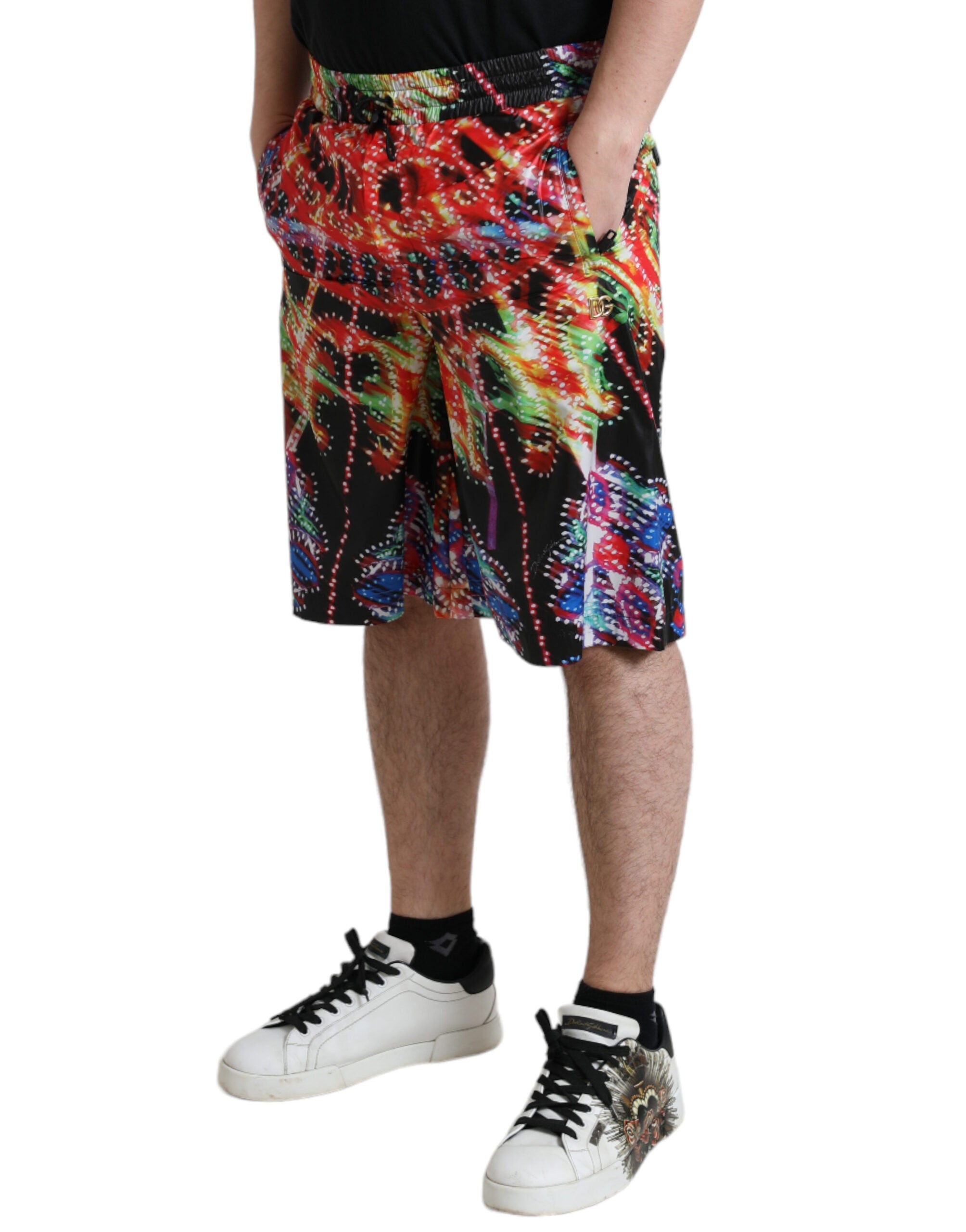 Elegant Bermuda shorts with luminous print