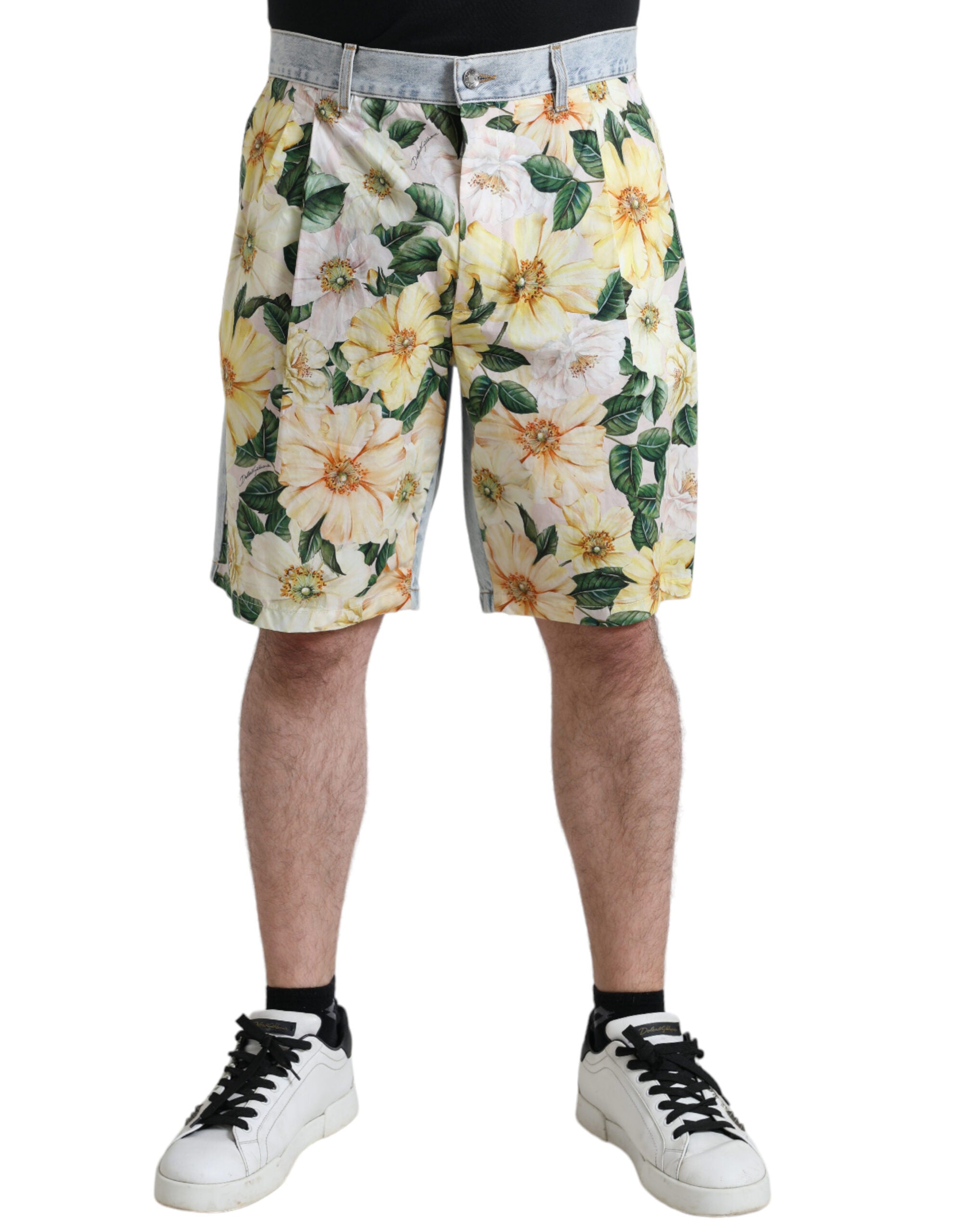 Cotton Bermuda shorts with floral pattern