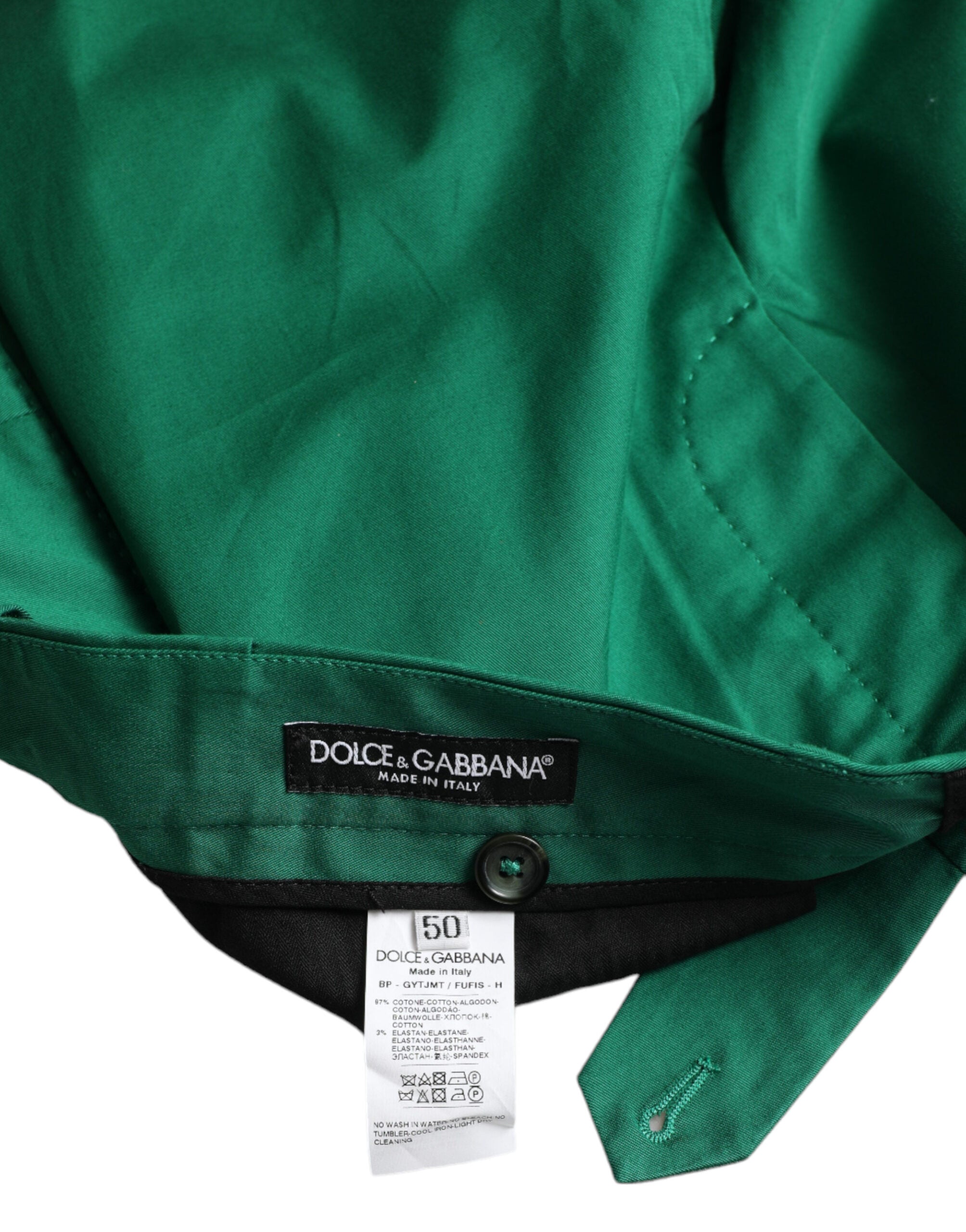 Elegant cotton Bermuda shorts in deep green
