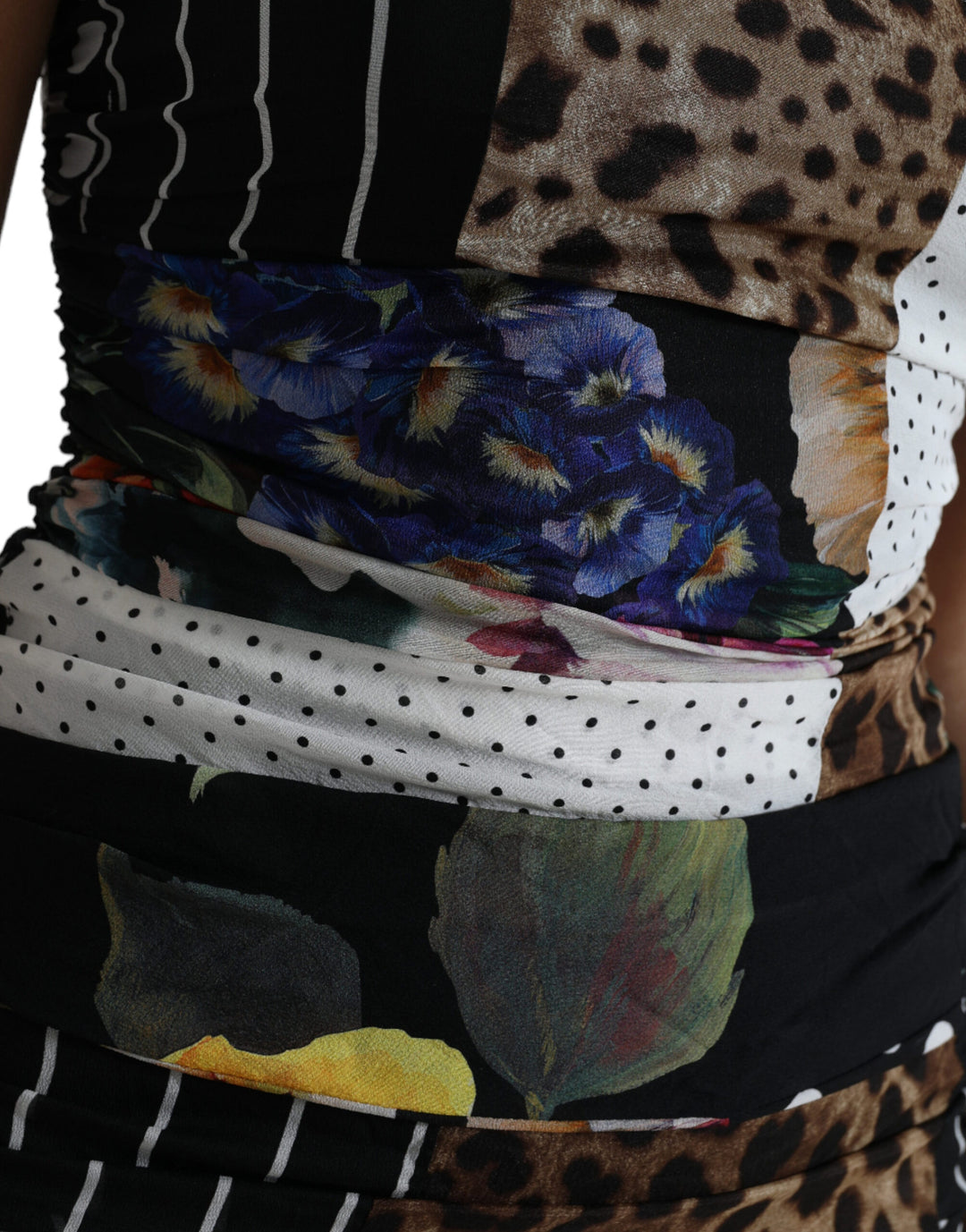 Elegant patchwork silk midi dress