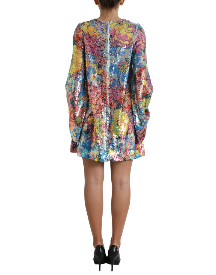 Elegant floral mini dress with sequins