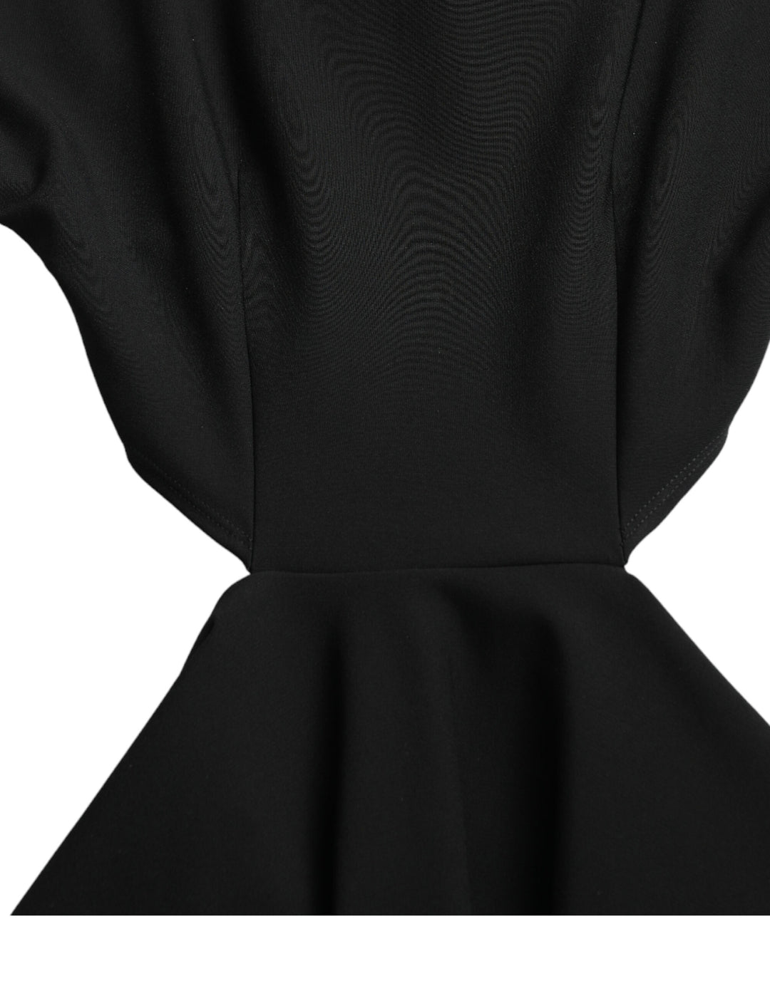 Schwarzes Minikleid aus Viskose mit langen Ärmeln und Ausschnitt