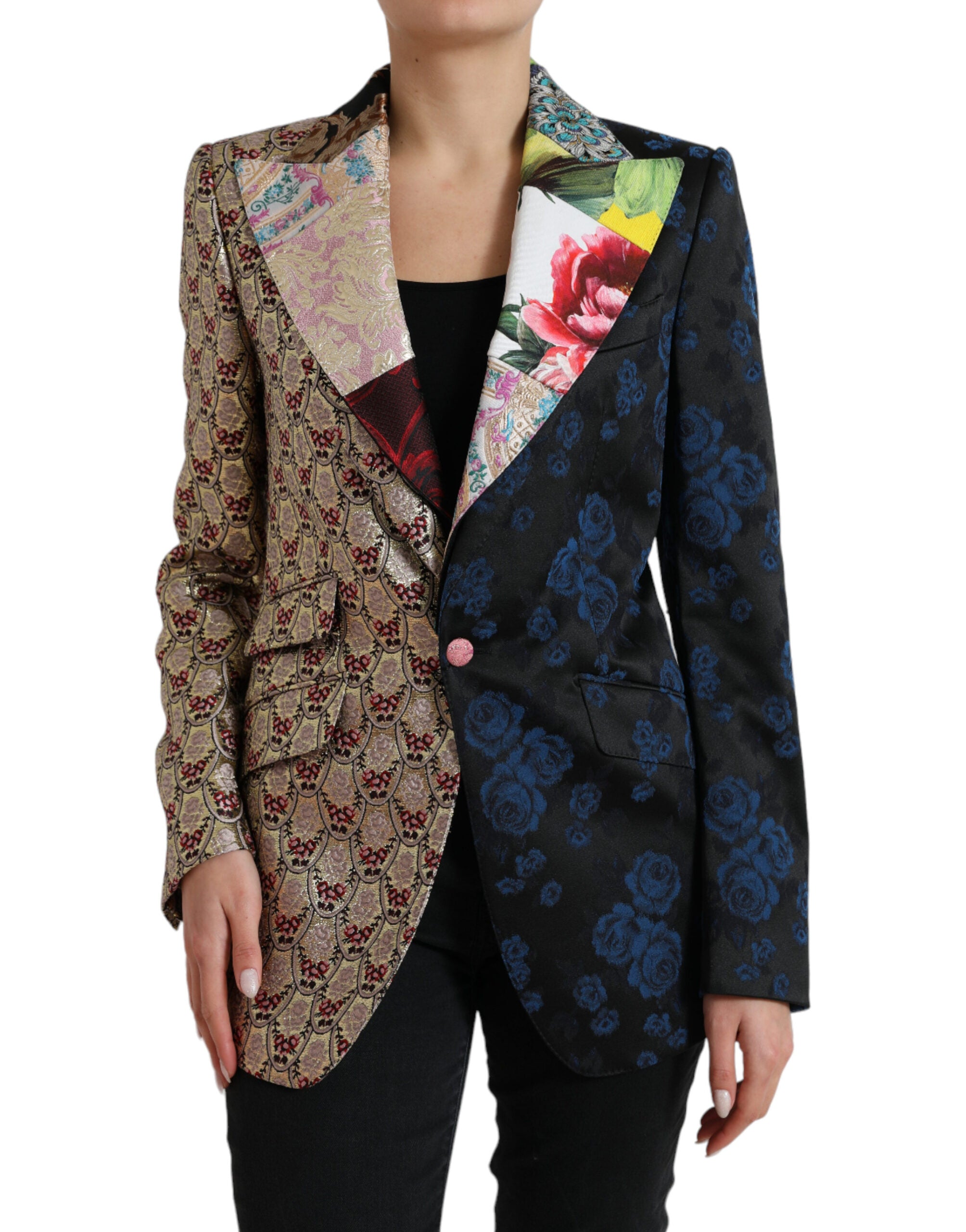 Elegant multicolor patchwork blazer