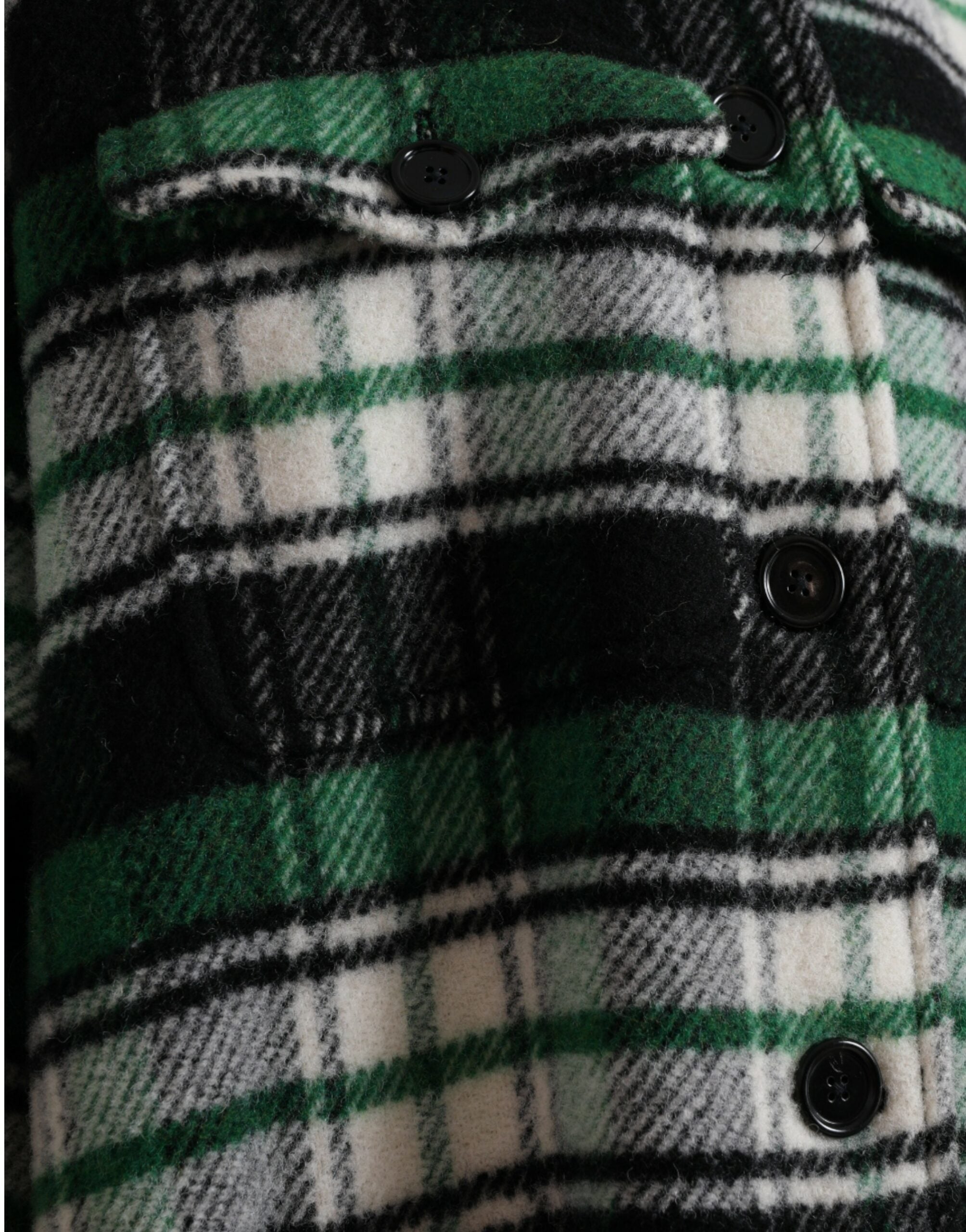 Elegant green checked long coat