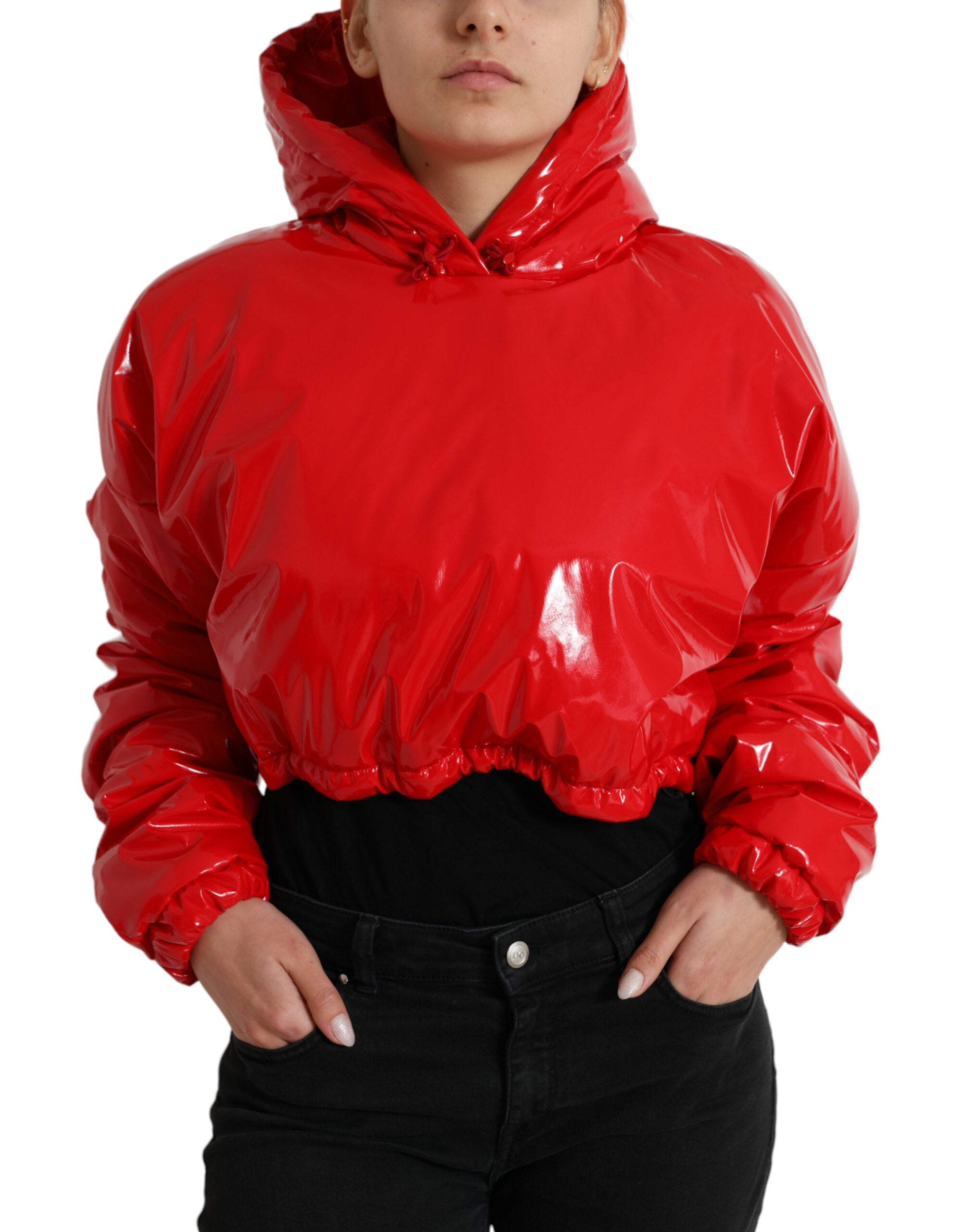 Chic shiny red short jacket