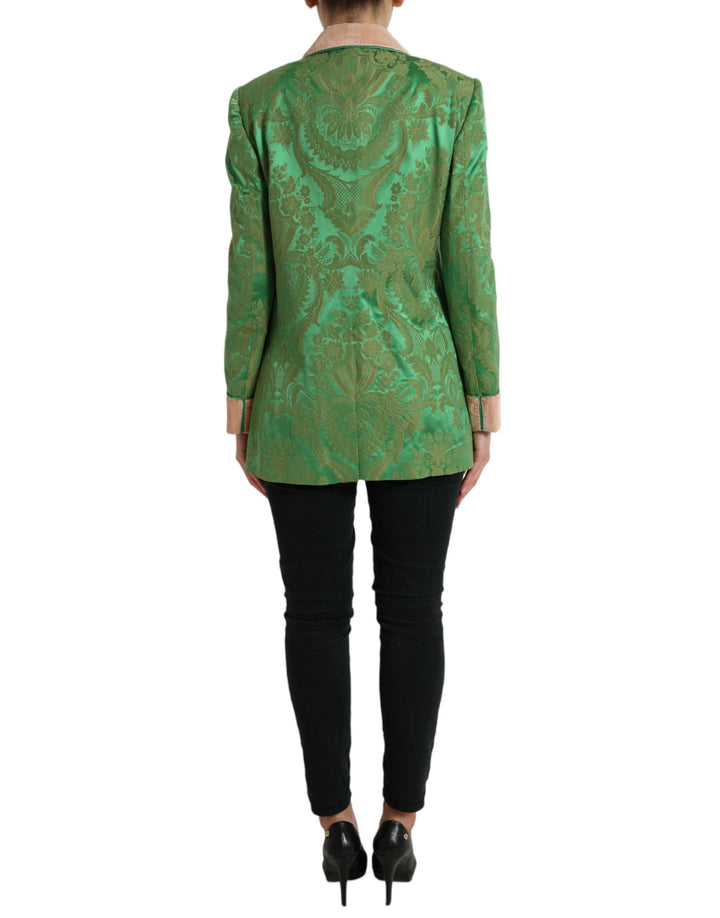 Grüner geblümter Zweireiher Mantel Jacke