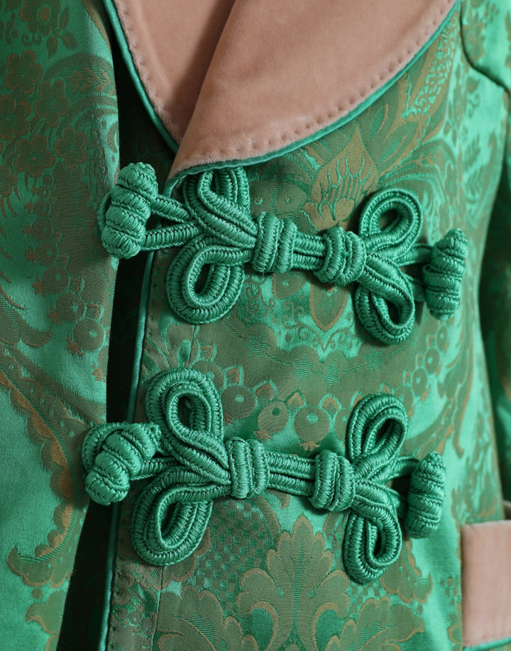 Grüner geblümter Zweireiher Mantel Jacke