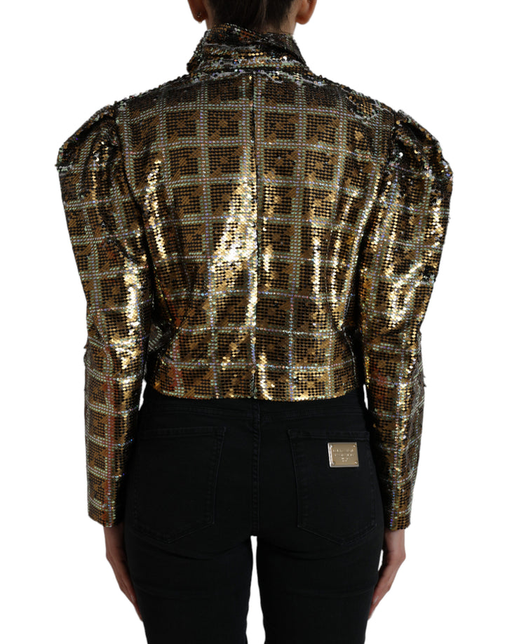 Gekürzte Jacke mit Pailletten aus mehrfarbigem Polyester