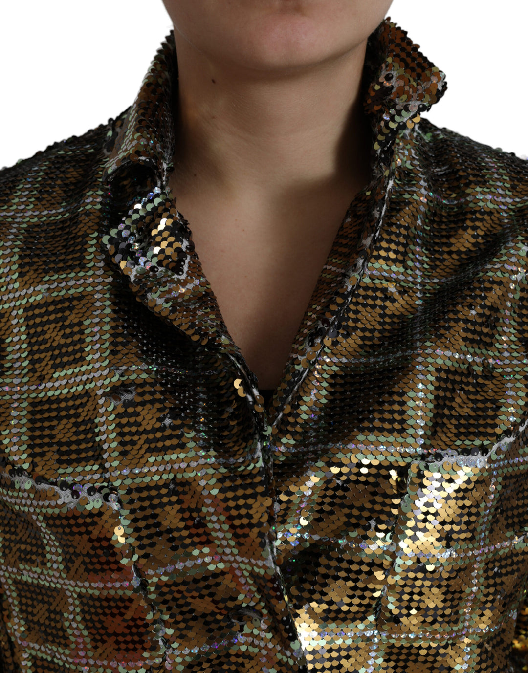 Gekürzte Jacke mit Pailletten aus mehrfarbigem Polyester