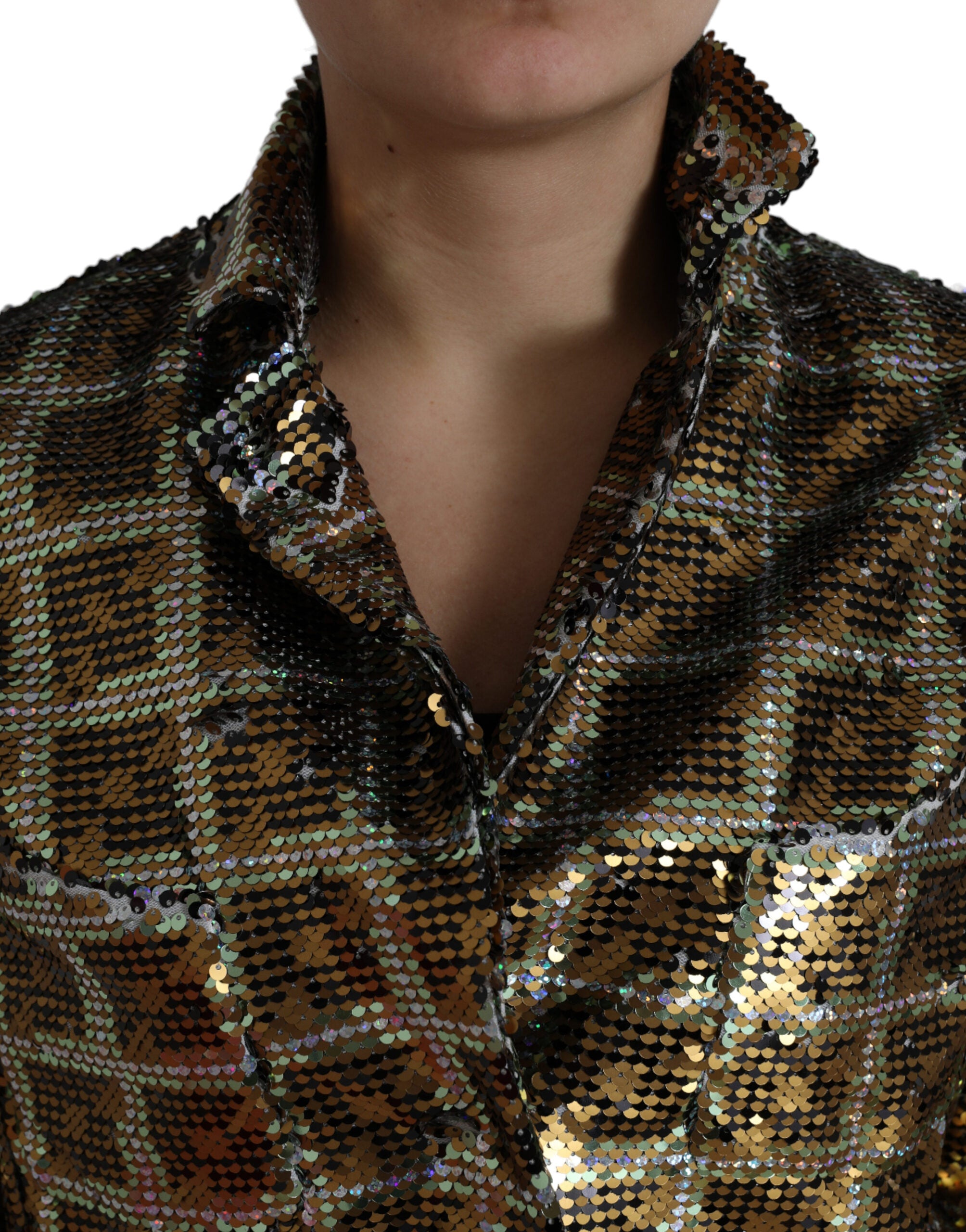 Cropped jacket with sequins in multicolor
