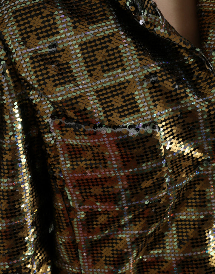 Gekürzte Jacke mit Pailletten aus mehrfarbigem Polyester