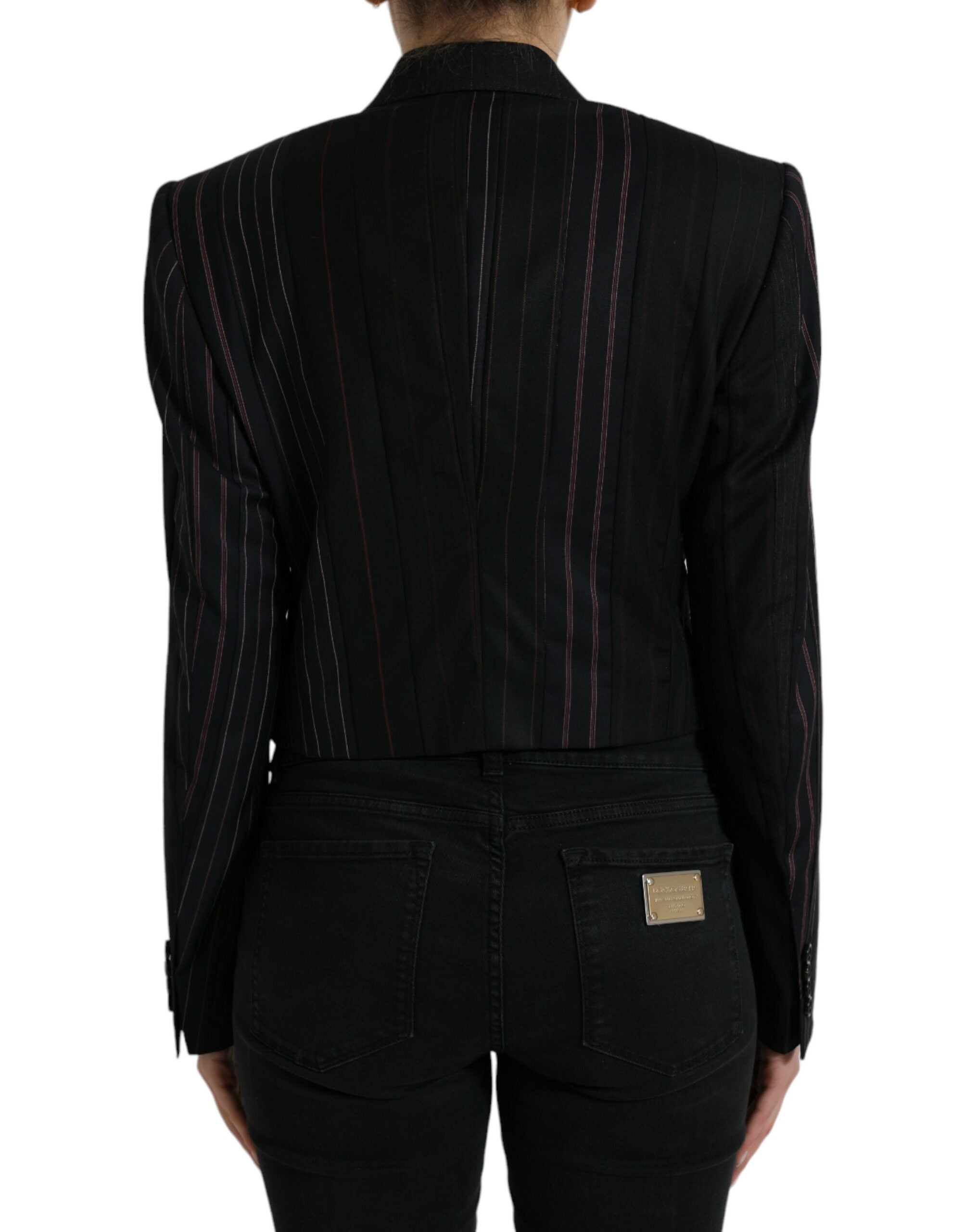 Elegant striped double-breasted wool blazer