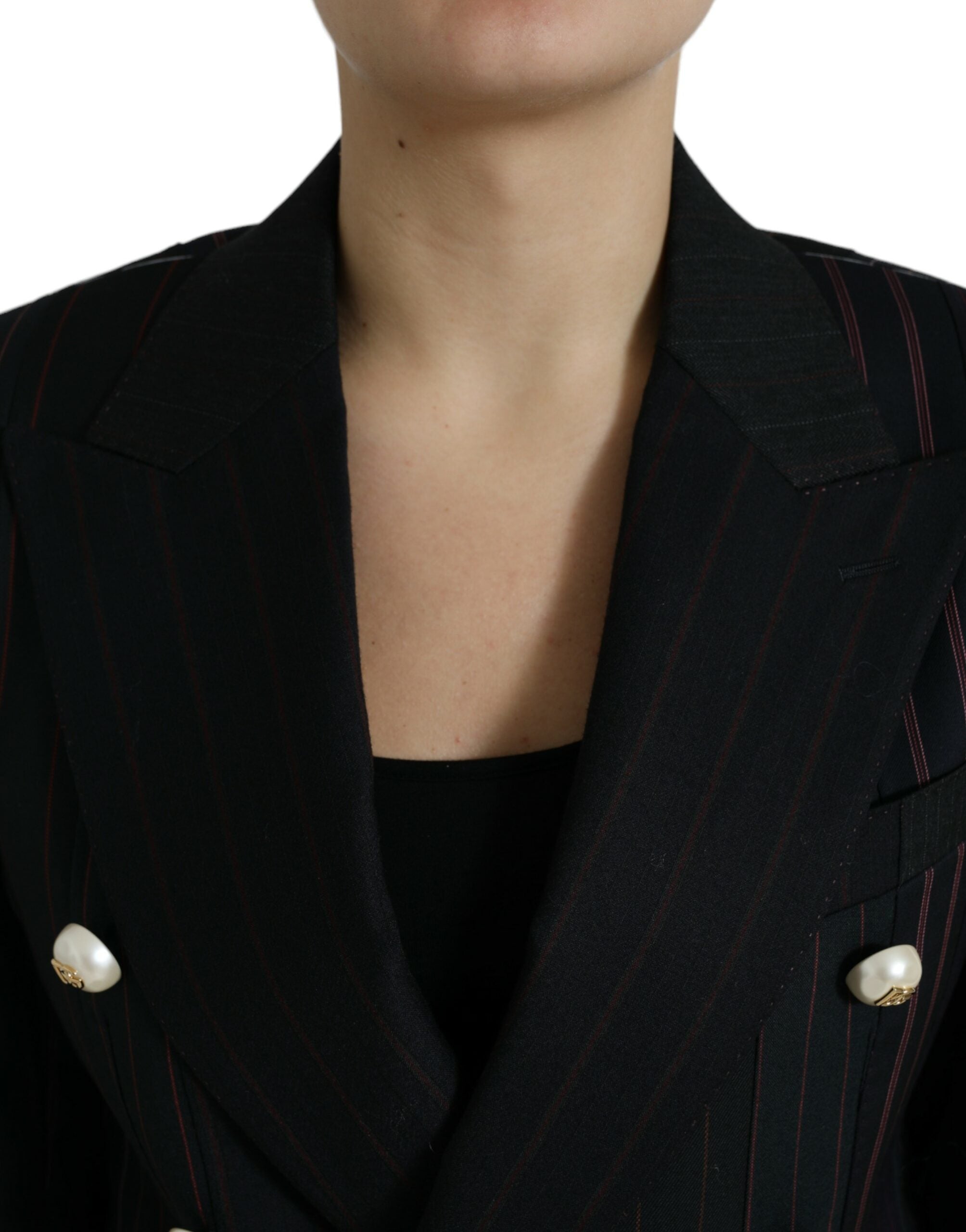 Elegant striped double-breasted wool blazer