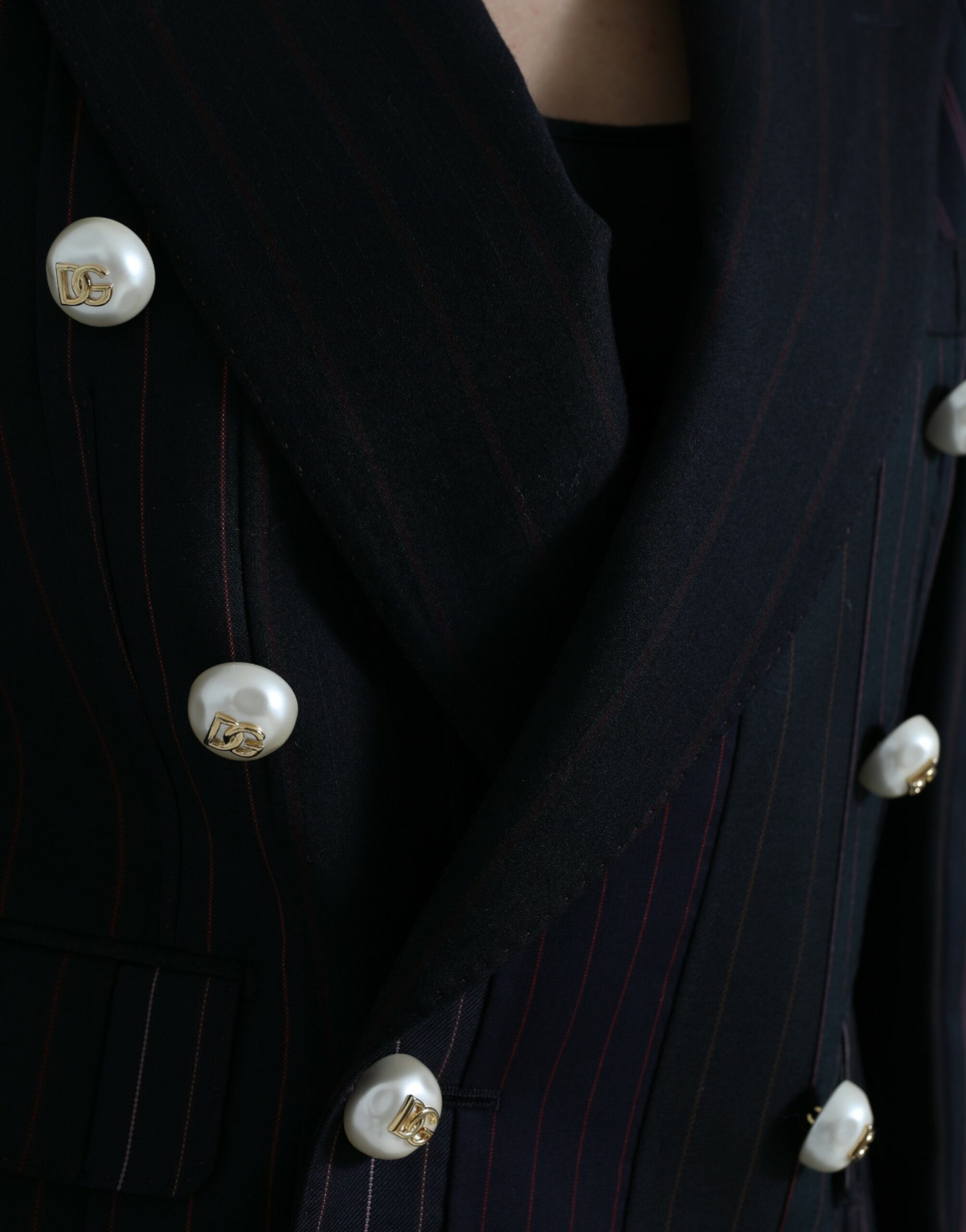 Elegant striped double-breasted wool blazer