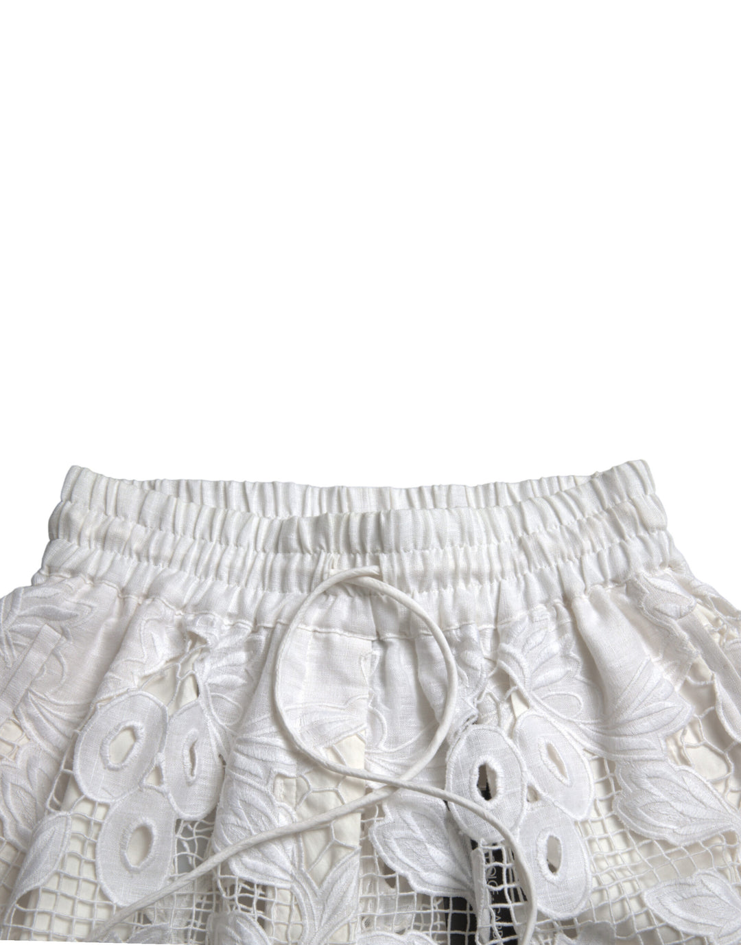 Weiße Bermudashorts mit hoher Taille und Ausschnitt aus Baumwolle