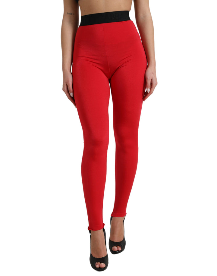 Elegant red high waist leggings