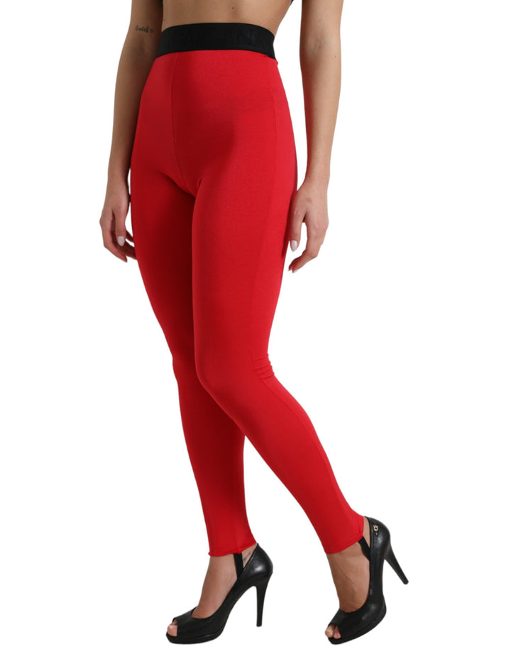 Elegant red high waist leggings