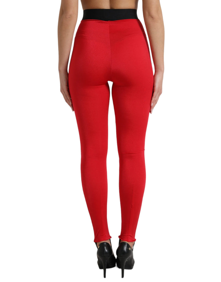 Elegant red high waist leggings