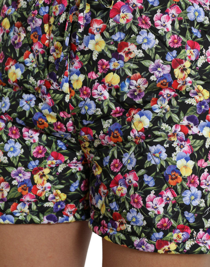 Vibrant high-waisted shorts with floral print