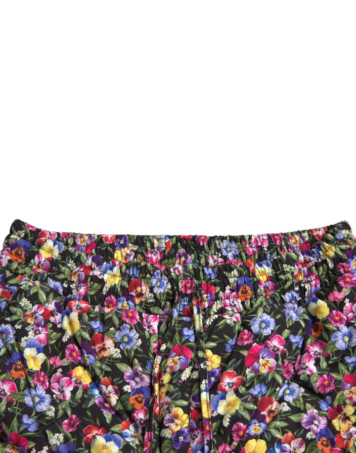 Vibrant high-waisted shorts with floral print