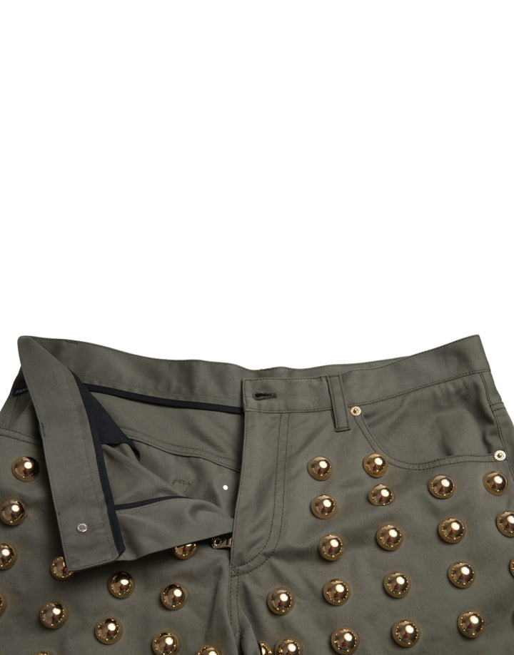Emerald green embellished high waist shorts