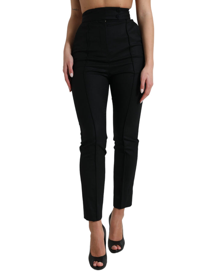 Elegant tapered wool trousers with high waist