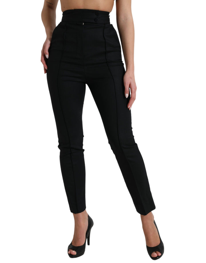 Elegant tapered wool trousers with high waist