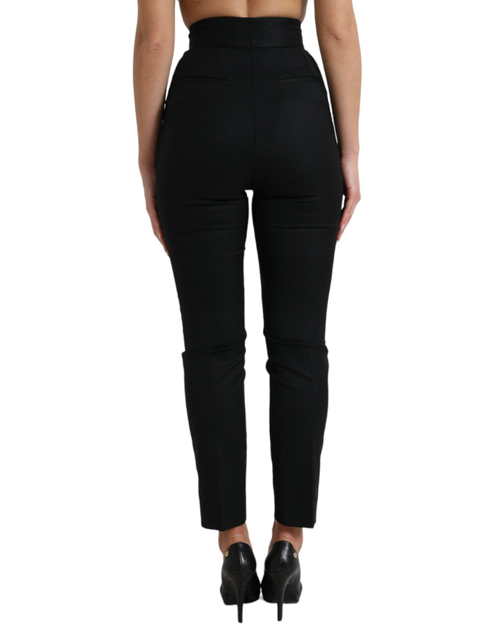 Elegant tapered wool trousers with high waist
