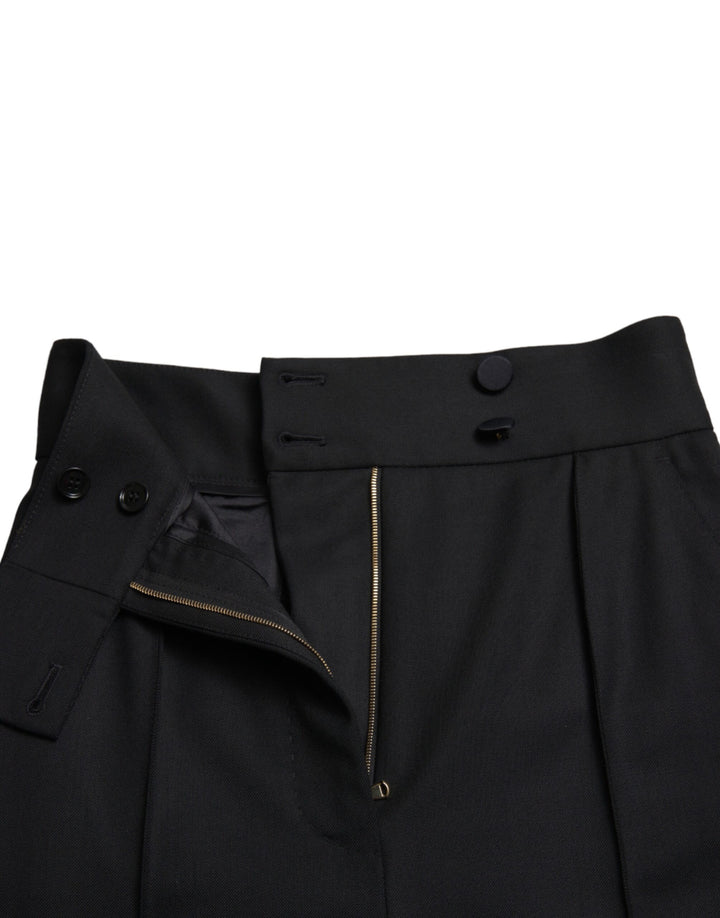 Elegant tapered wool trousers with high waist