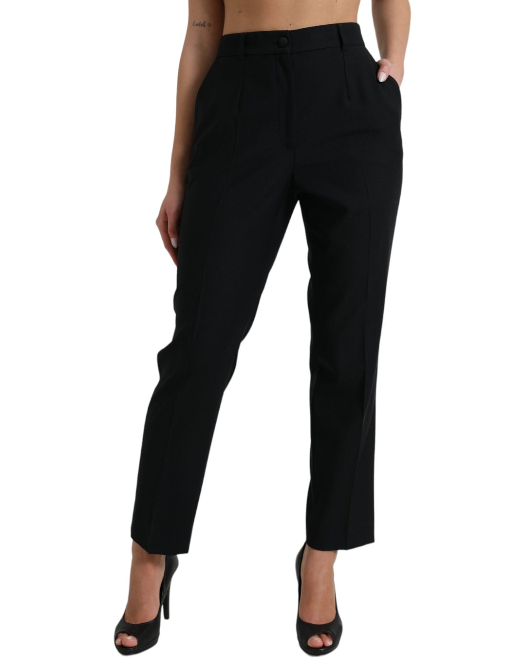 Elegant high-waisted wool trousers