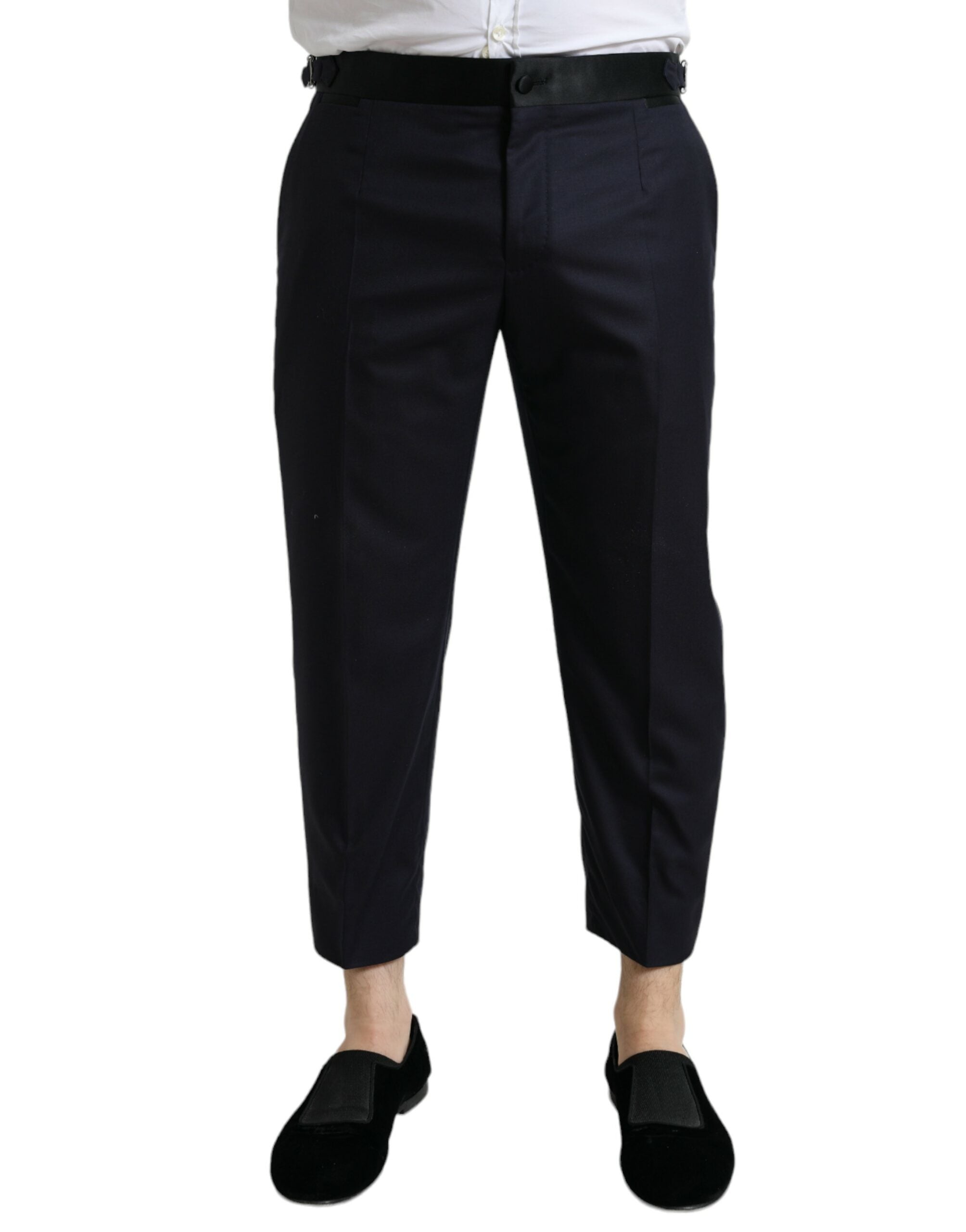 Elegant cropped dress pants made of wool-silk blend