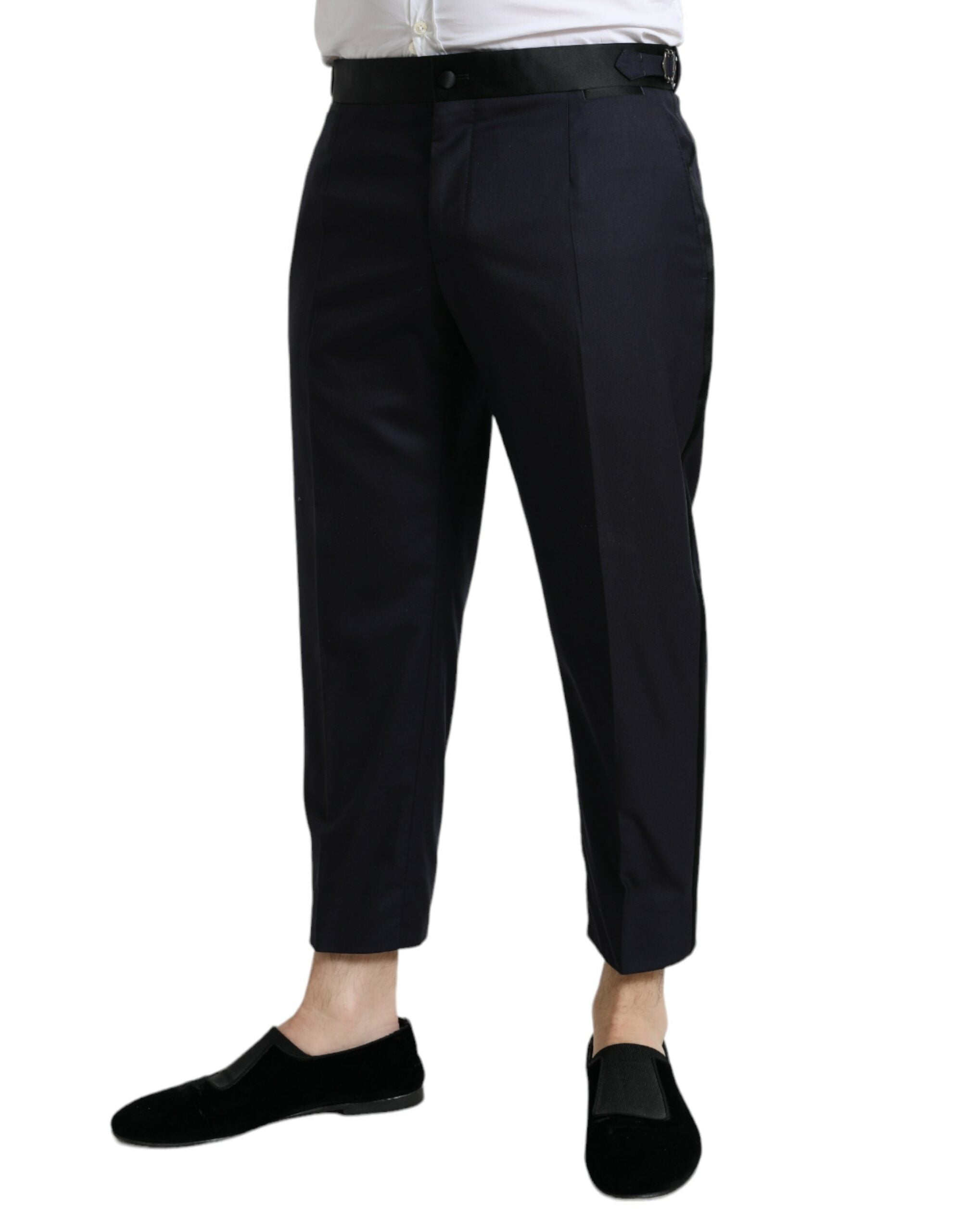 Elegant cropped dress pants made of wool-silk blend