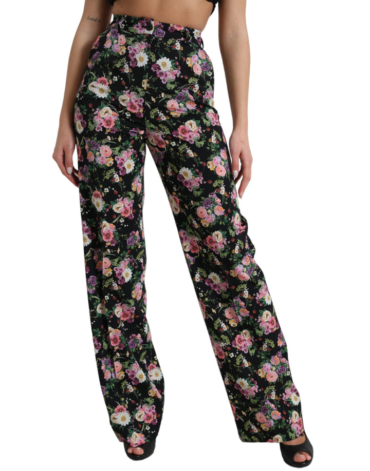 Floral high-waisted wide-leg pants